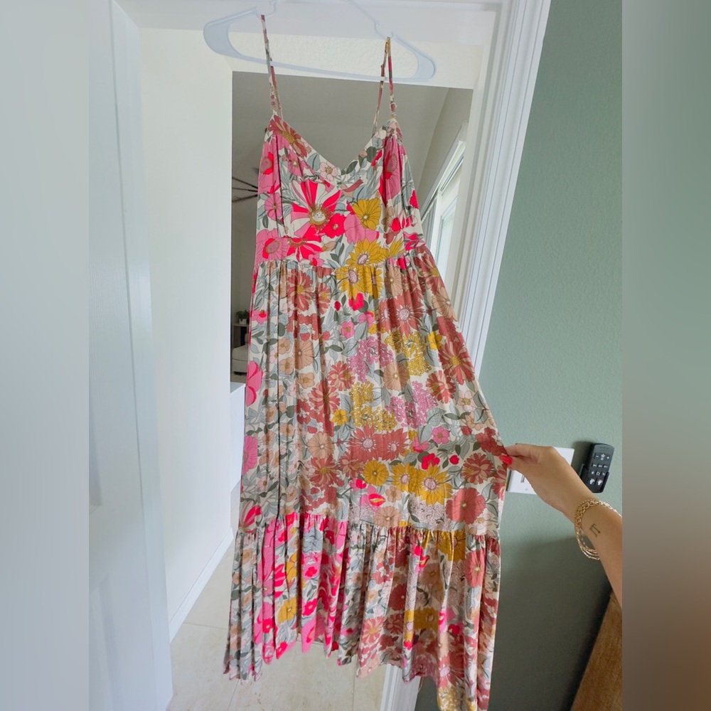 Impressions Floral Dress with Pink Details